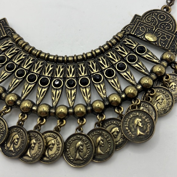 Coin chocker cleopatra style statement necklace costume boho indie unique - Picture 12 of 12